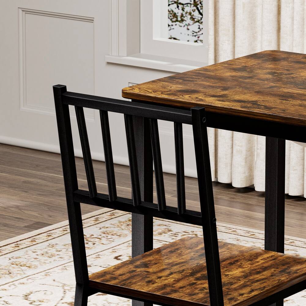 Alt View 9. Loheer - Loheer 3-Piece Dining Table Set, Rustic Brown Industrial Kitchen Table with 2 Chairs for Small Spaces - Rustic Brown and Black.