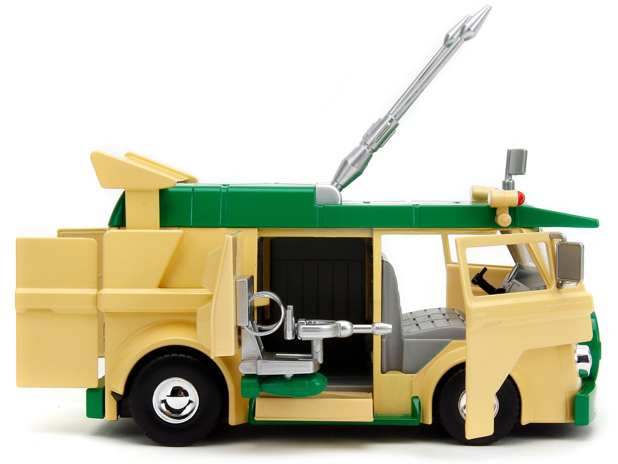 Back. Jada - Party Wagon Green and Beige and Donatello Diecast Figure "Teenage Mutant Ninja Turtles" "Hollywood Rides" Series - Green with Beige.