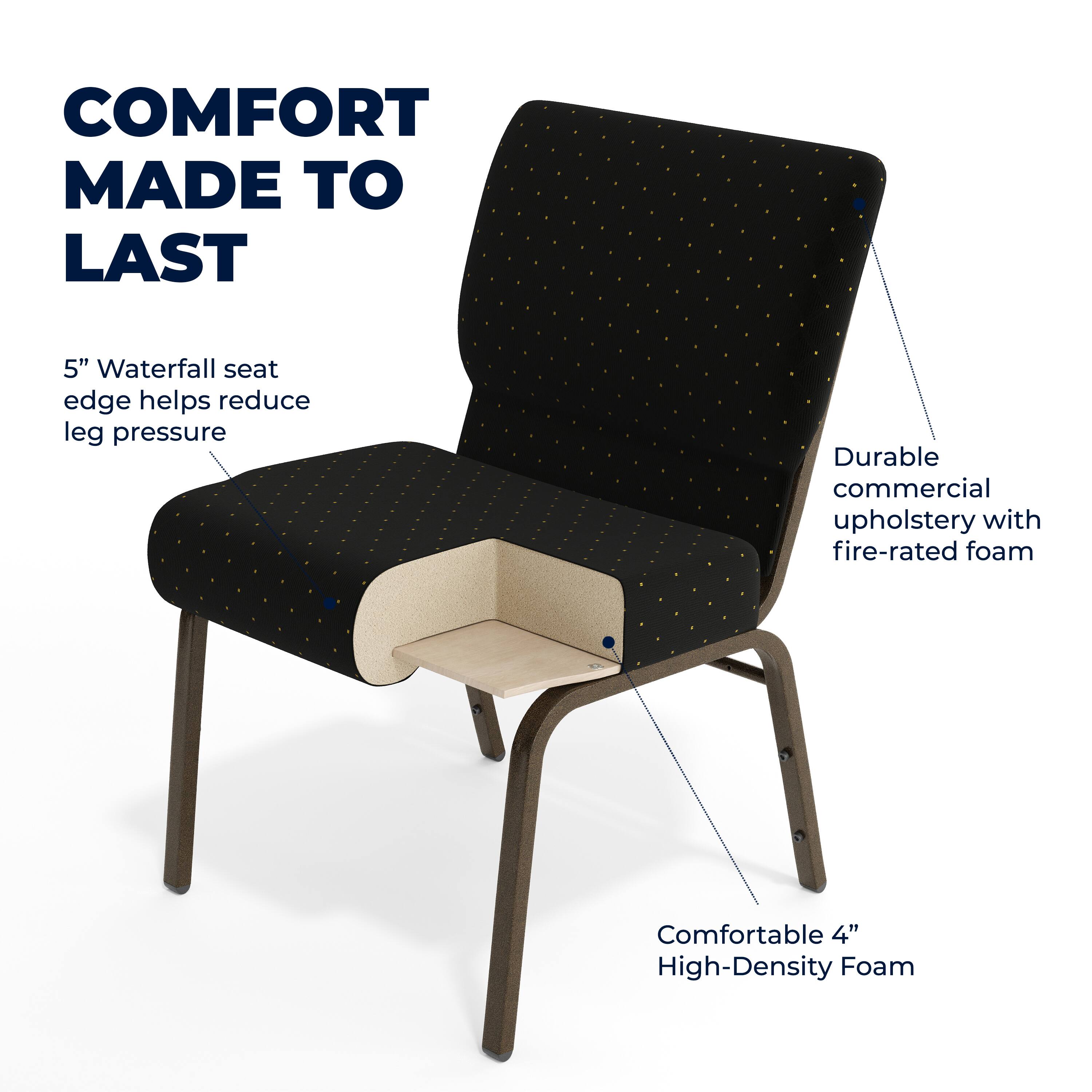 COMFORT MADE TO LAST

5" Waterfall seat edge helps reduce leg pressure

Durable commercial upholstery with fire-rated foam

Comfortable 4" High-Density Foam