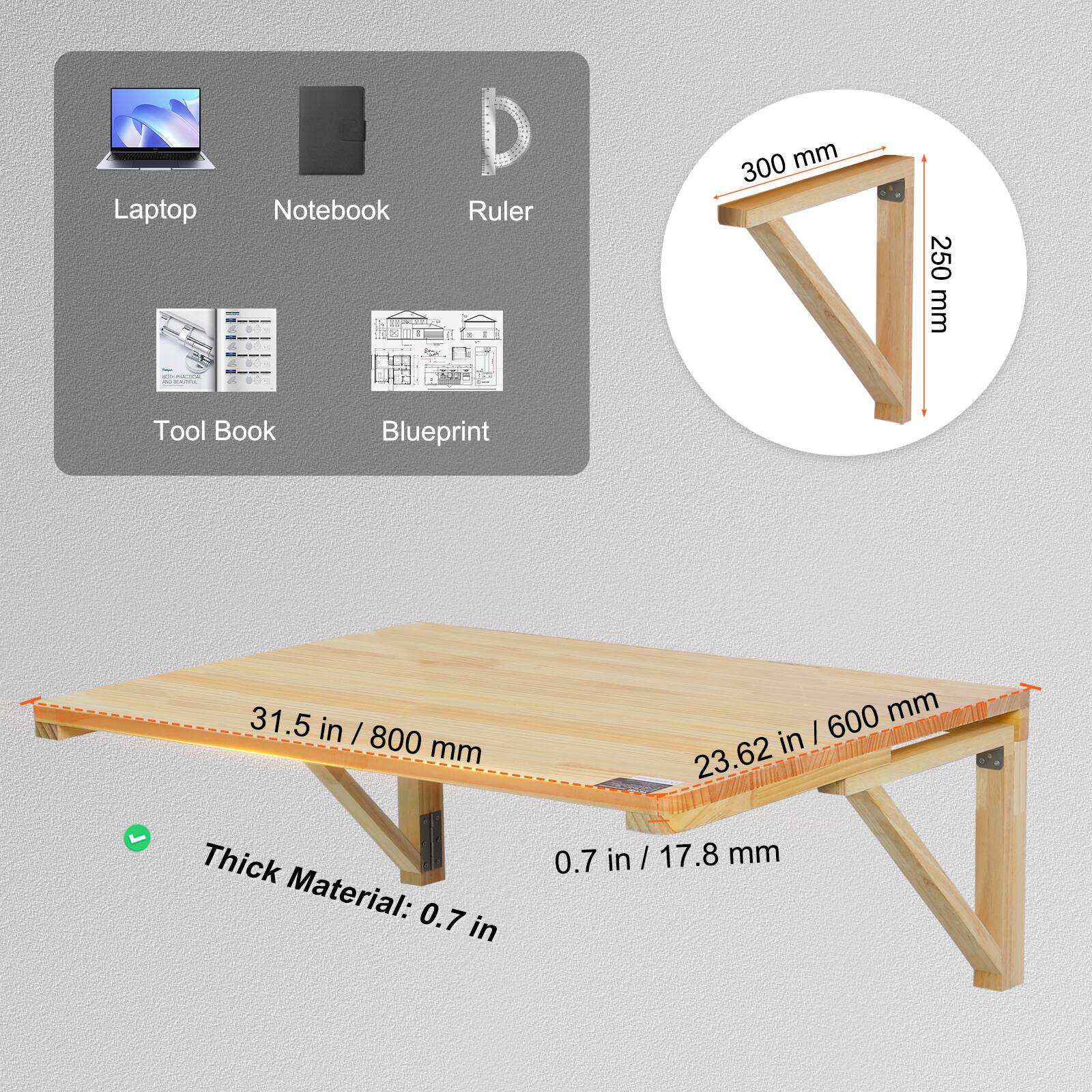 - Laptop
- Notebook
- Ruler
- Tool Book
- Blueprint

Dimensions:
- 300 mm x 250 mm
- 31.5 in / 800 mm x 23.62 in / 600 mm

Thickness:
- 0.7 in / 17.8 mm

Thick Material: 0.7 in