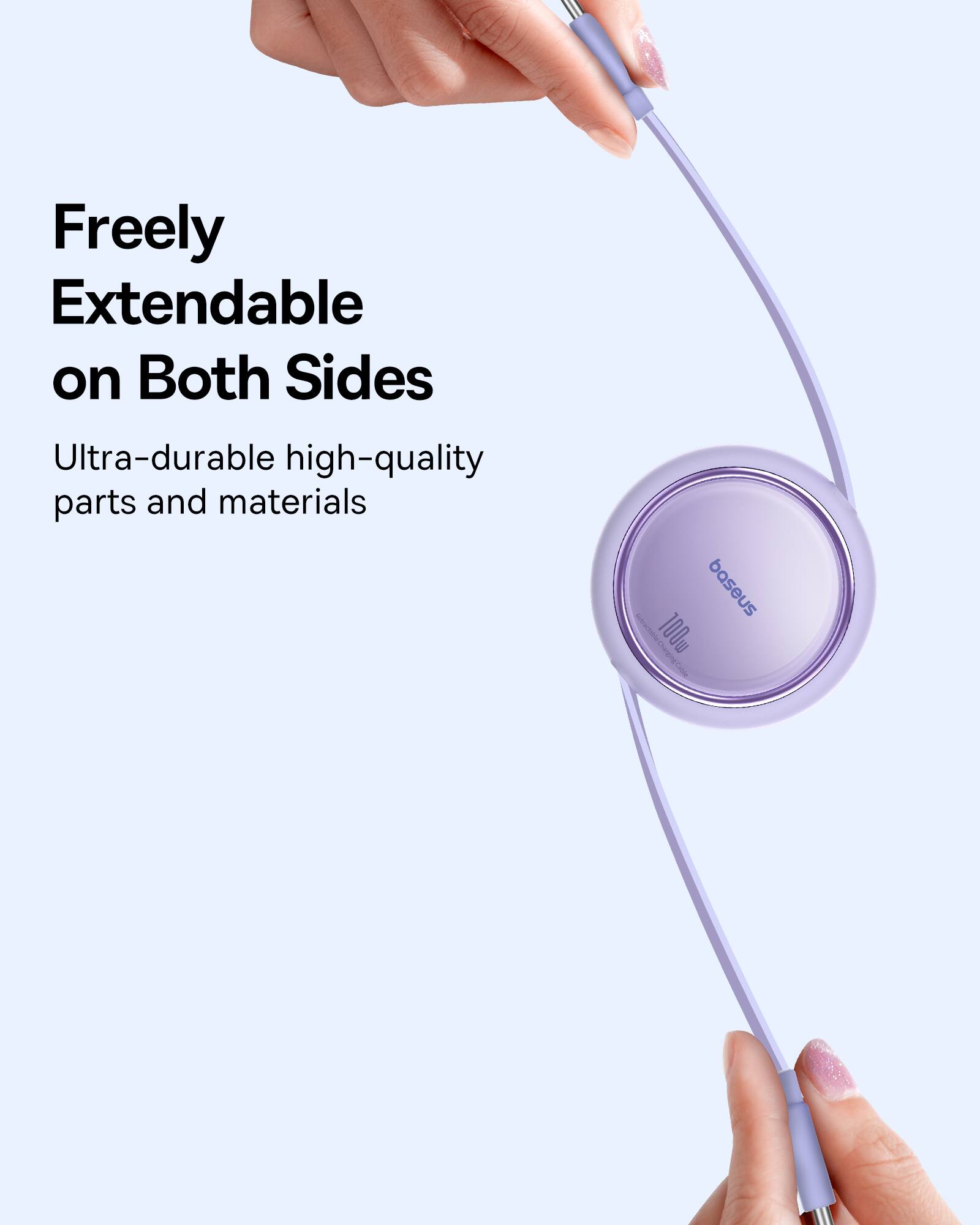 Freely Extendable on Both Sides: Ultra-durable high-quality parts and materials baseus I 100w Charging Cable.