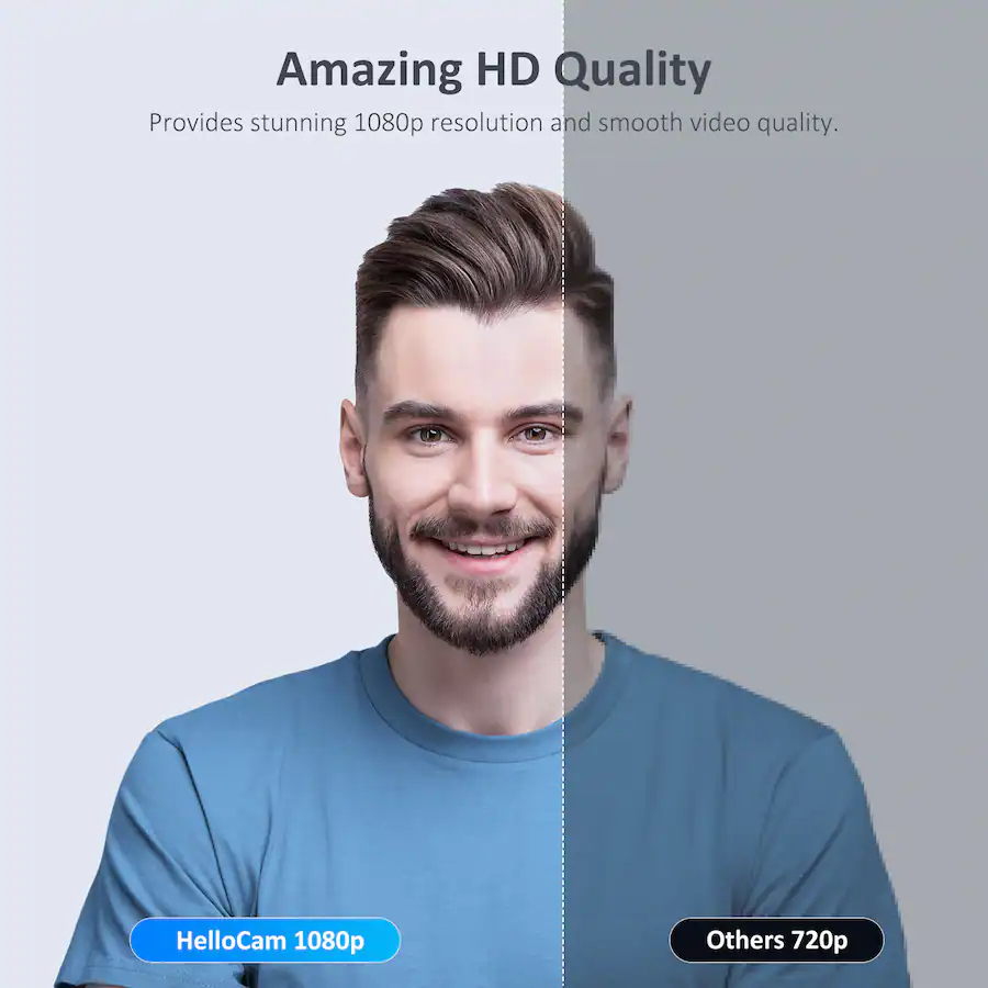 Hello Compatible Camera NexiGo HelloCam 1080p Webcam, Windows Hello Facial Recognition, Privacy ...