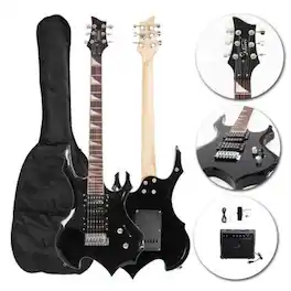 Winado - Burning Fire Design Electric Guitar Kit, 36-inch HSH Pickup Electric Guitar Beginner Guitar Set with Amplifier, Rosewood