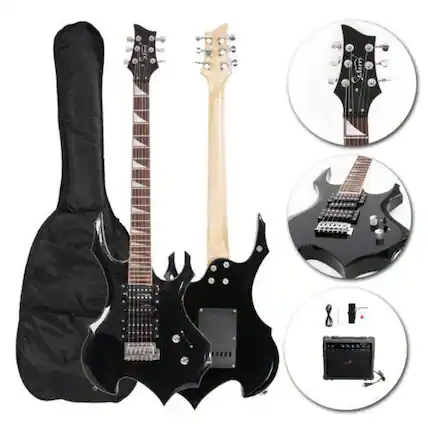 Front. Winado - Burning Fire Design Electric Guitar Kit, 36-inch HSH Pickup Electric Guitar Beginner Guitar Set with Amplifier, Rosewood.