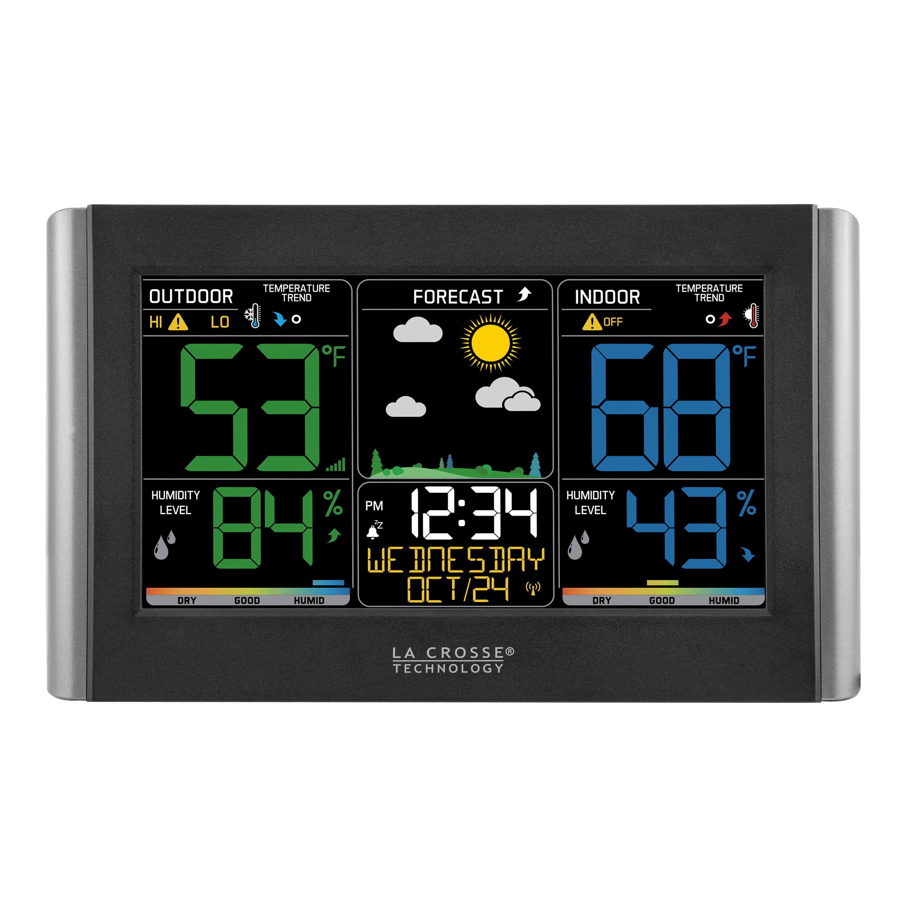 La Crosse Technology - Wireless Weather Forecast Station with Colored LCD Display - Black