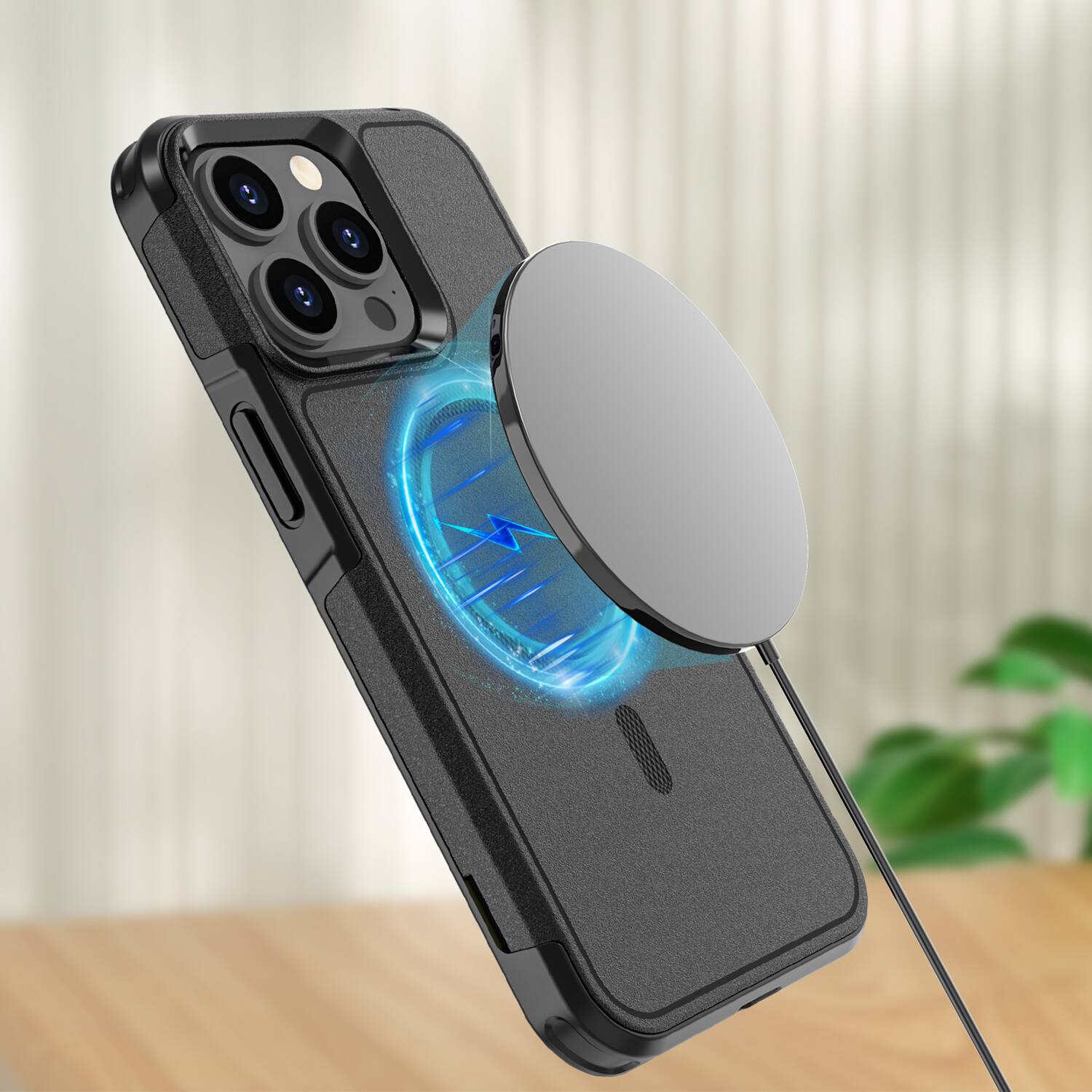 Back. SaharaCase - Raider Series Heavy Duty Case Compatible with Magsafe for  iPhone 15 Pro Max -Black - Black.