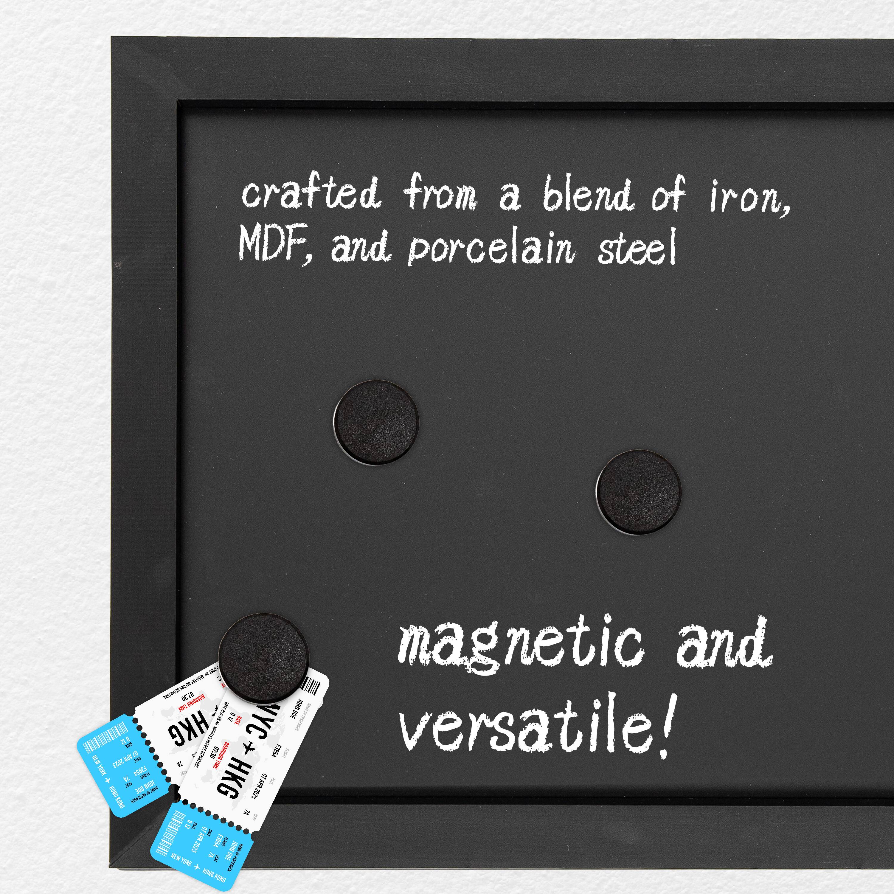 crafted from a blend of iron, MDF, and porcelain steel

magnetic and versatile!