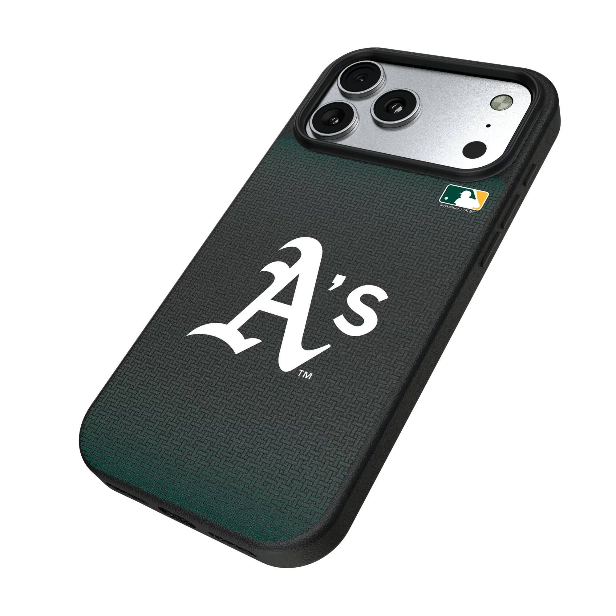 Alt View 1. Keyscaper - Athletics Linen Logo iPhone Magnetic Bump Case - 15 Pro Max - Black.