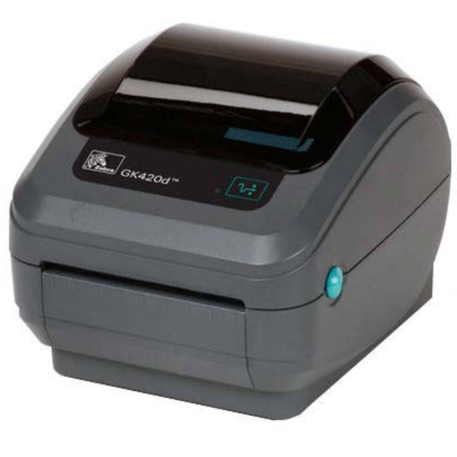 Angle. Zebra - GK420D Direct Thermal Barcode Label Printer 203 DPI USB Serial Parallel Ports GK42-202510-001 - Gray.