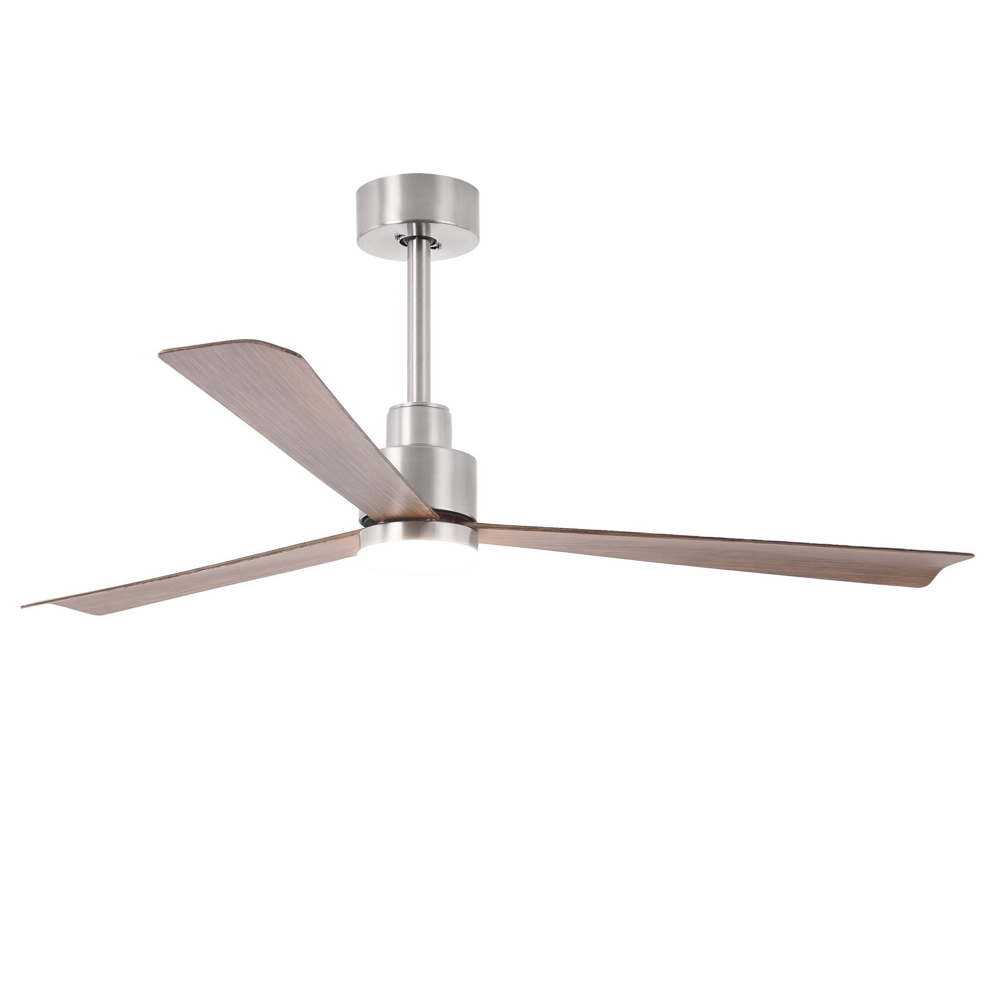 Alt View 8. Parrot Uncle - 52-Inch Modern Propeller Ceiling Fan with Dimmable LED Light, 6-Speed DC Motor, Remote Control - Nickel.