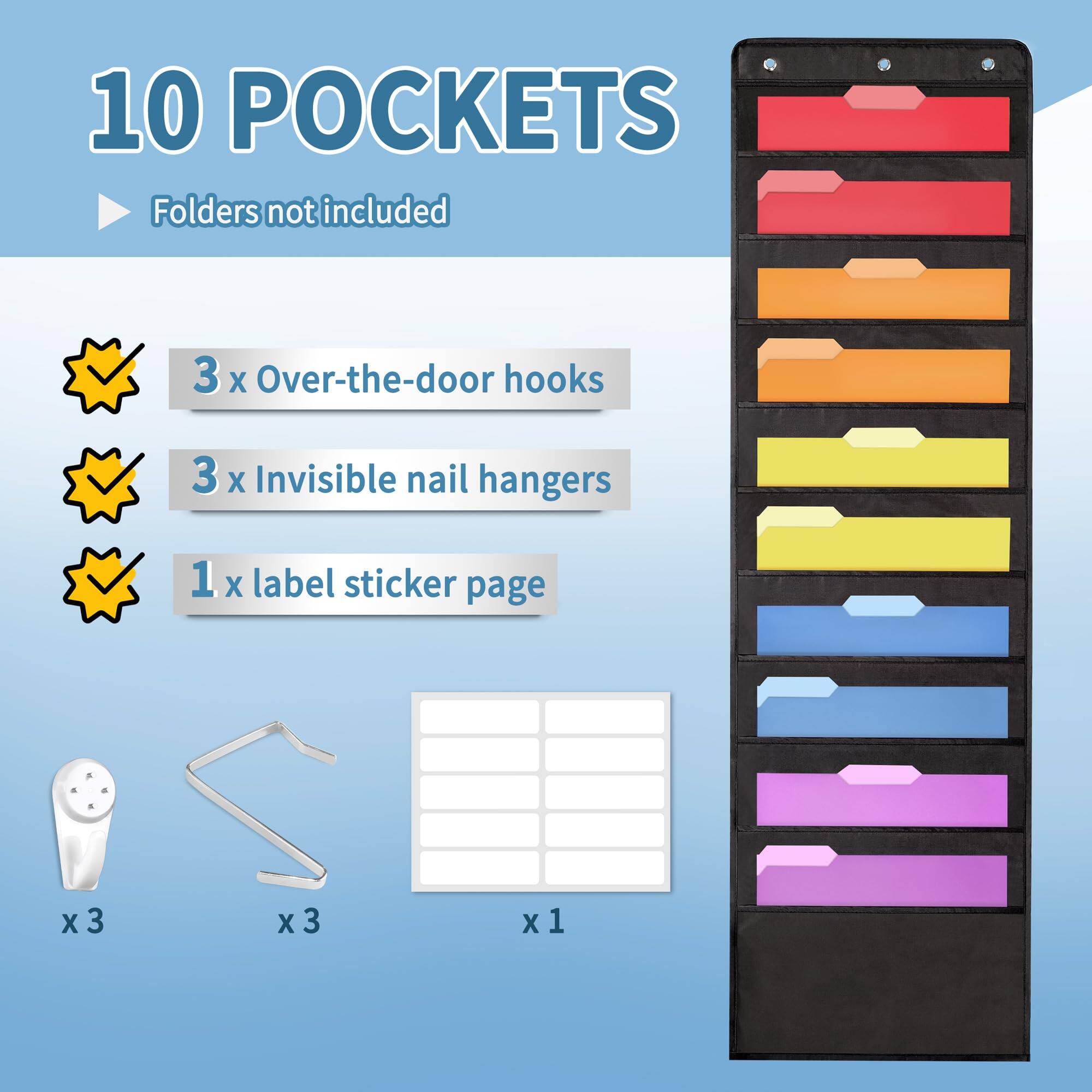 Dapper Styles 10 Pockets Hanging Wall File Organizer Storage Pocket ...