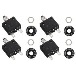 Unique Bargains - 4pcs 12A Push Button Circuit Breaker, 125/250V AC,50V DC, Manual Reset Thermal Overload Protector for Industrial - Black