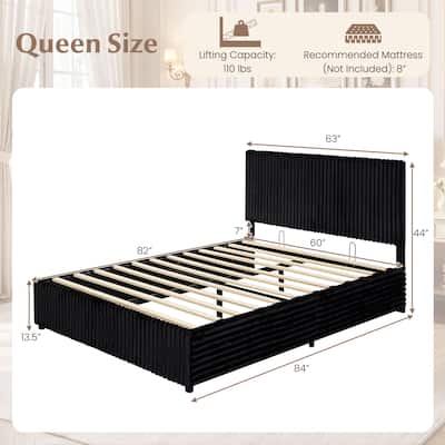 Gymax Queen Size Lift up Storage Bed w/Hydraulic Lifts Wooden Slat Gymax Queen Size Lift up Storage Bed w/Hydraulic Lifts Wooden Slat