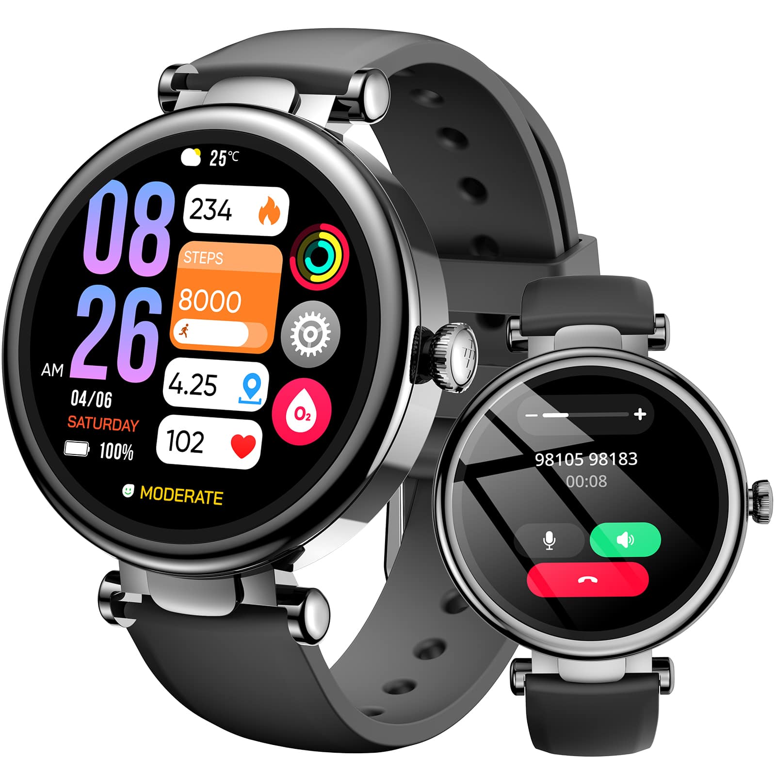 TOZO - Smart Watch for Men Women, HD AMOLED Screen, Health Tracker, Sleep Monitor, 100+ Sports Modes, Calls & Text, Waterproof - Black - (2026)