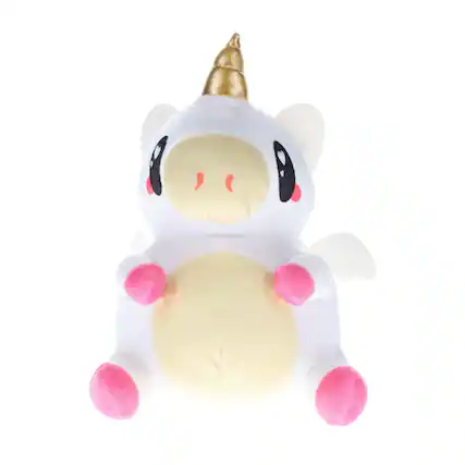 Front. Seven20 - Glitter Galaxy 12-Inch Rainbow Hair White UniCow Collectible Plush - White.