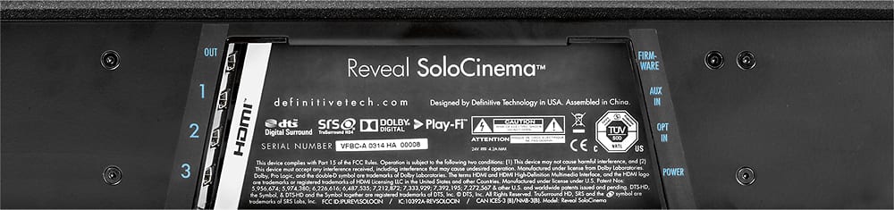 Back. Definitive Technology - W Studio Soundbar with 8" Wireless Subwoofer and Wi-Fi Music Streaming - Black.
