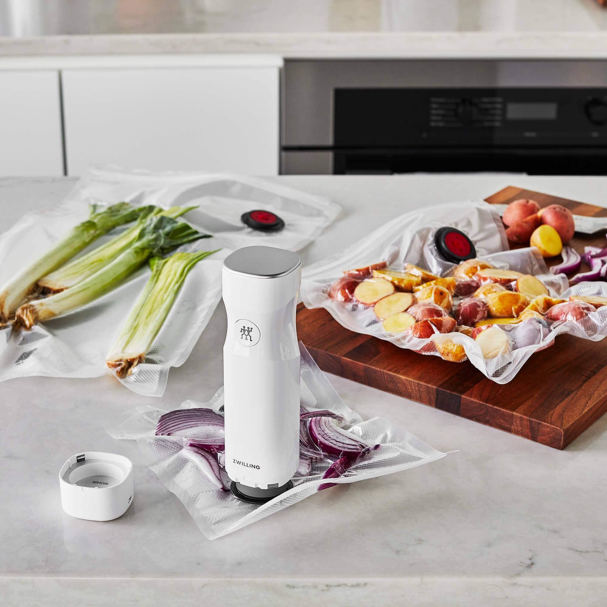 Alt View 5. ZWILLING - ZWILLING Fresh & Save 20-pc Assorted Sizes Vacuum Sealer Bags, Reusable Sous Vide Bags - Clear.