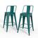 Front. Simpli Home - Rayne Metal Counter Height Stool (Set of 2) - Teal Blue.