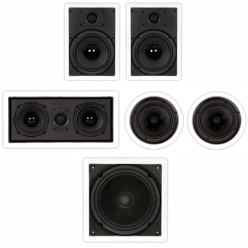 Theater Solutions by Goldwood - TST85 in Wall and in Ceiling 8" Speakers Home Theater 5.1 Speaker System - Paintable White