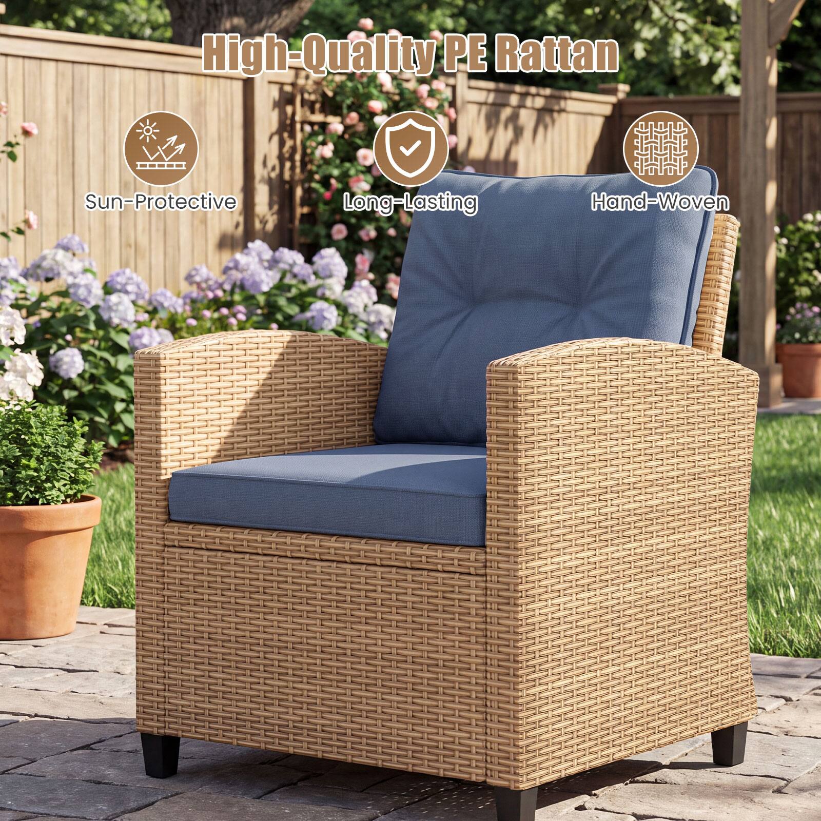 High-Quality PE Rattan  
Sun-Protective  
Long-Lasting  
Hand-Woven