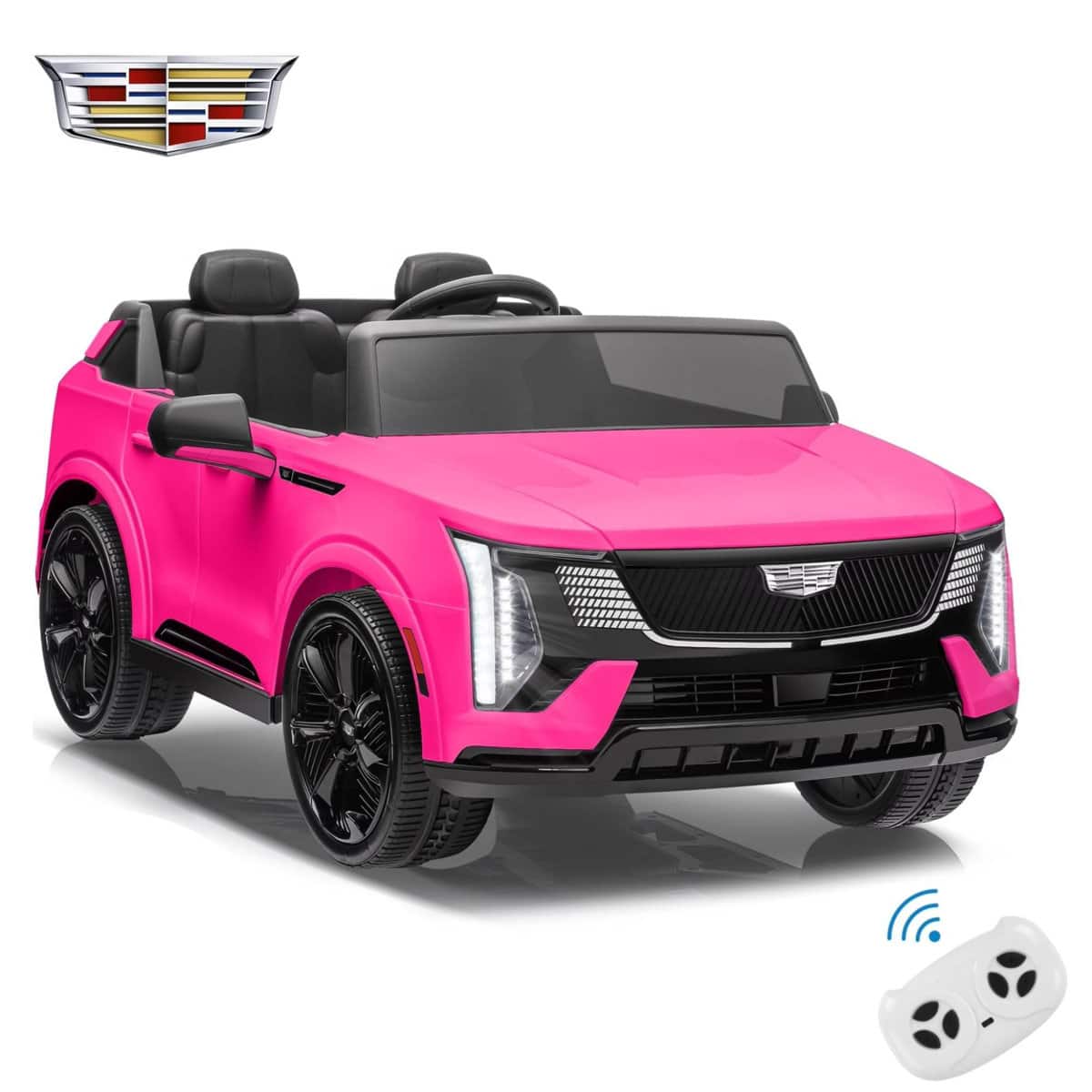 Front. Wisairt - 24V Ride on Car Licensed Cadillac Escalade IQ 2 Seater with Remote Control Electric Truck for Kids - Pink.
