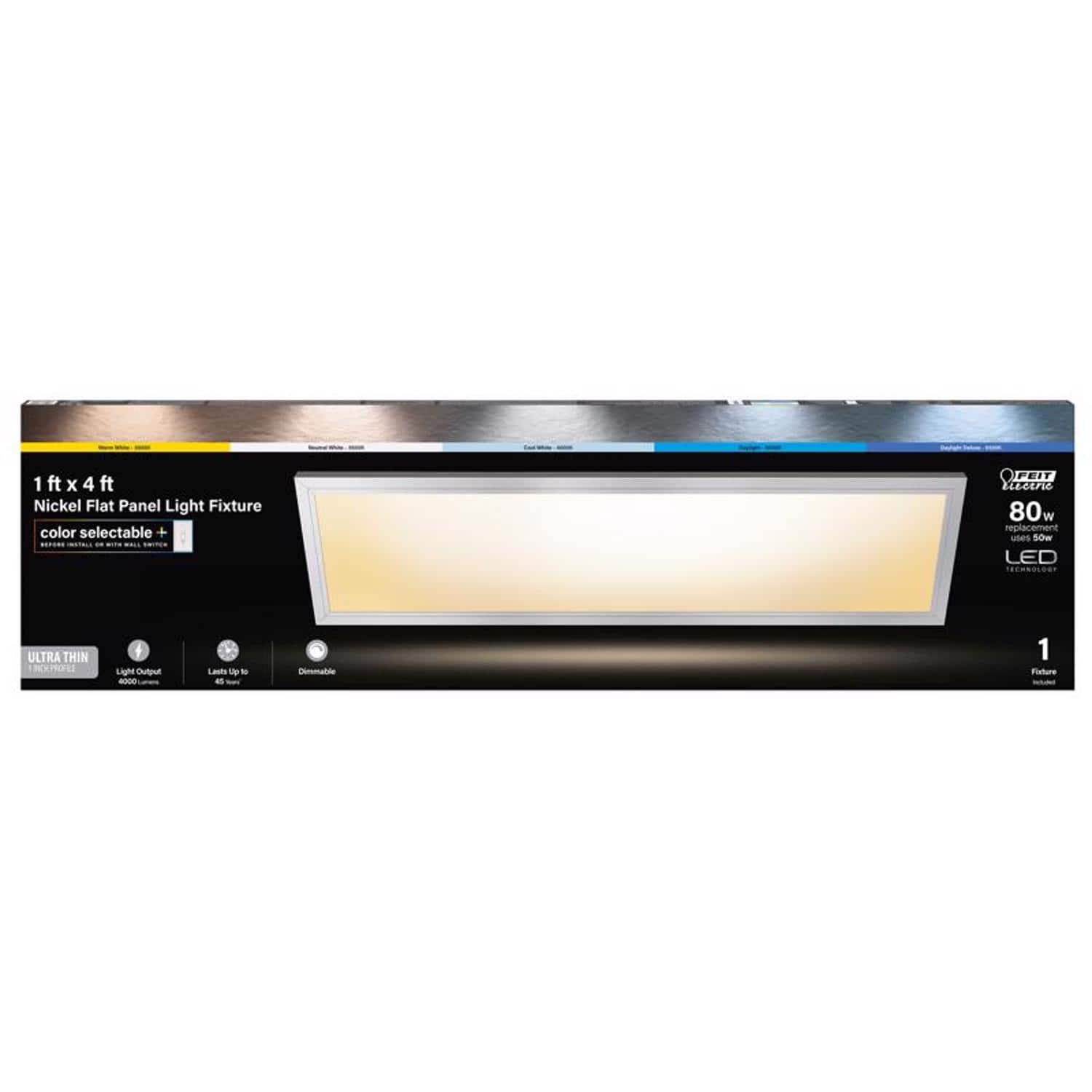 FEIT ELECTRIC - Feit EDGELIT 1 in. H X 12 in. W X 47.3 in. L Nickel White LED Flat Panel Light Fixture price history on PriceWatchPro