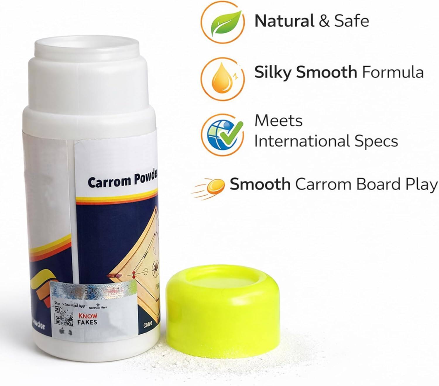 Natural & Safe Silky Smooth Formula Carrom Powder Meets International Specs Smooth Carrom Board Play 855 Snrl App ScrPck nAT KNOW FAKES CEP