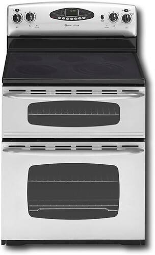 Front Standard. Maytag - 30" Self-Cleaning Freestanding Electric Double Oven Range - Stainless-Steel.