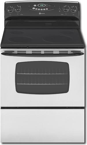 Front Standard. Maytag - 30" Self-Cleaning Freestanding Electric Range - Stainless-Steel.