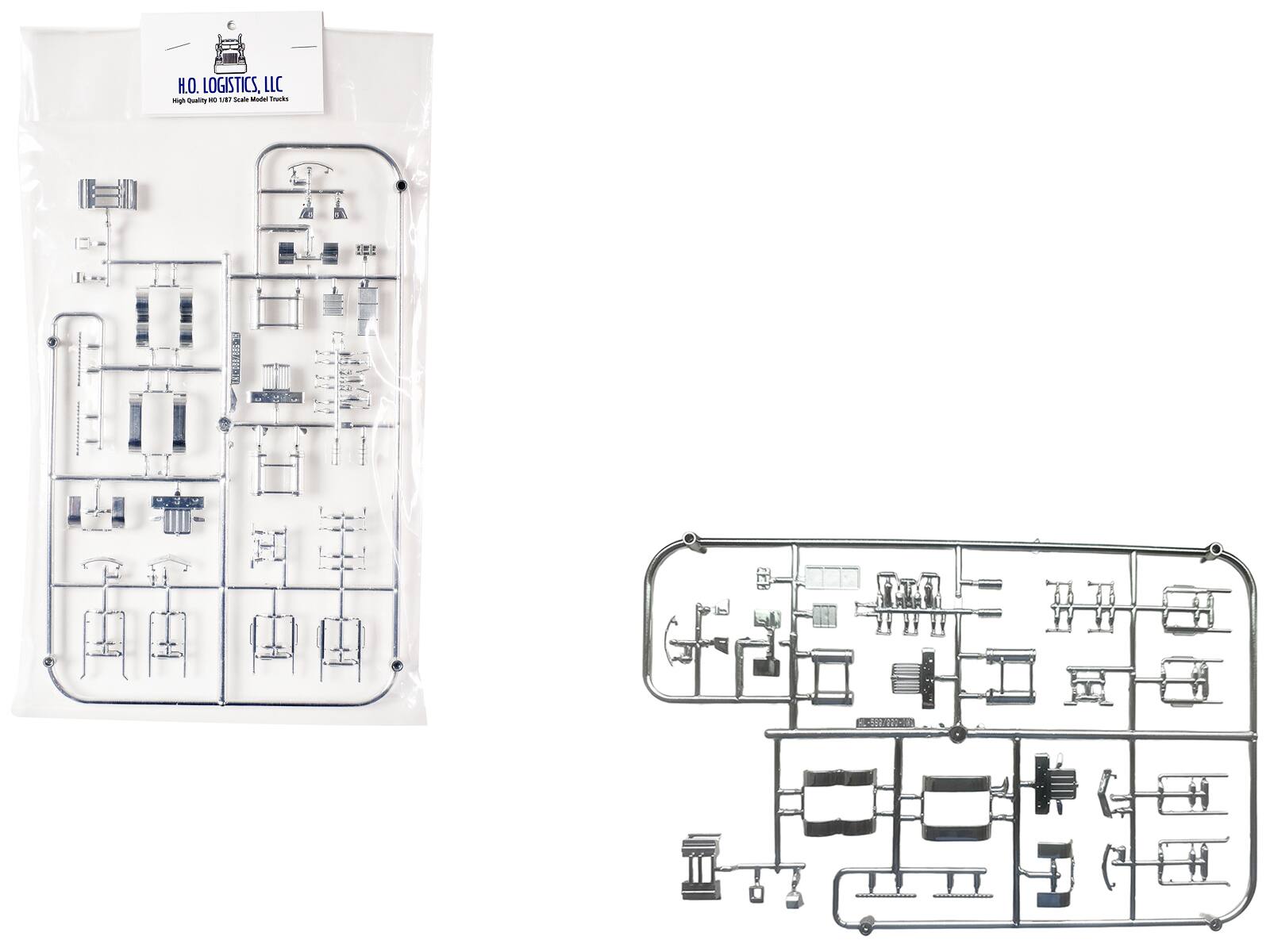HO Logistics Replicas - Plated Parts for Peterbilt 589 and Kenworth W990 Trucks 1/87 (HO) Plastic Model by HO Logistics - Chrome