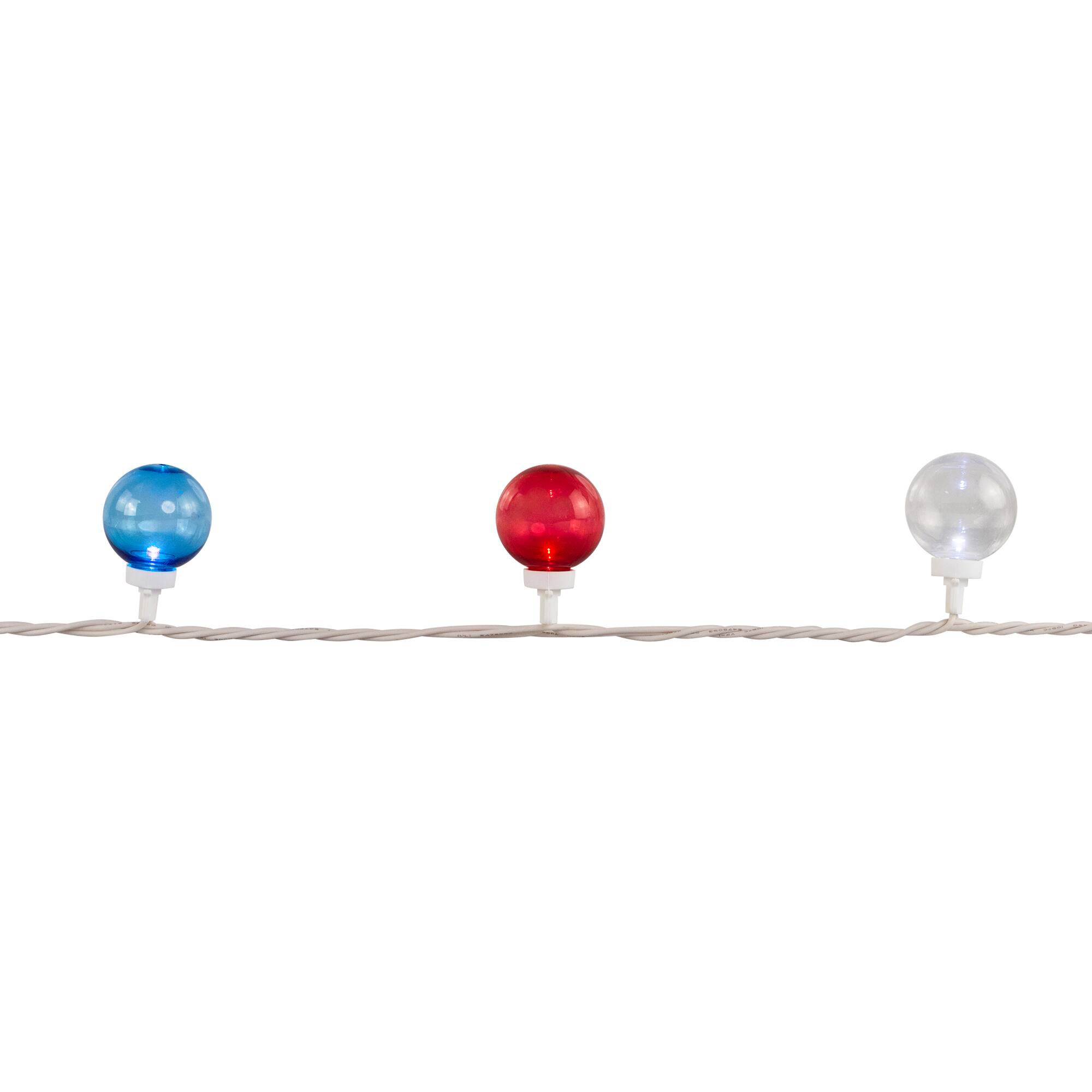 Alt View 3. Northlight - Patriotic LED G40 Christmas Lights - Red, White and Blue - 11' White Wire - 25ct - Blue.
