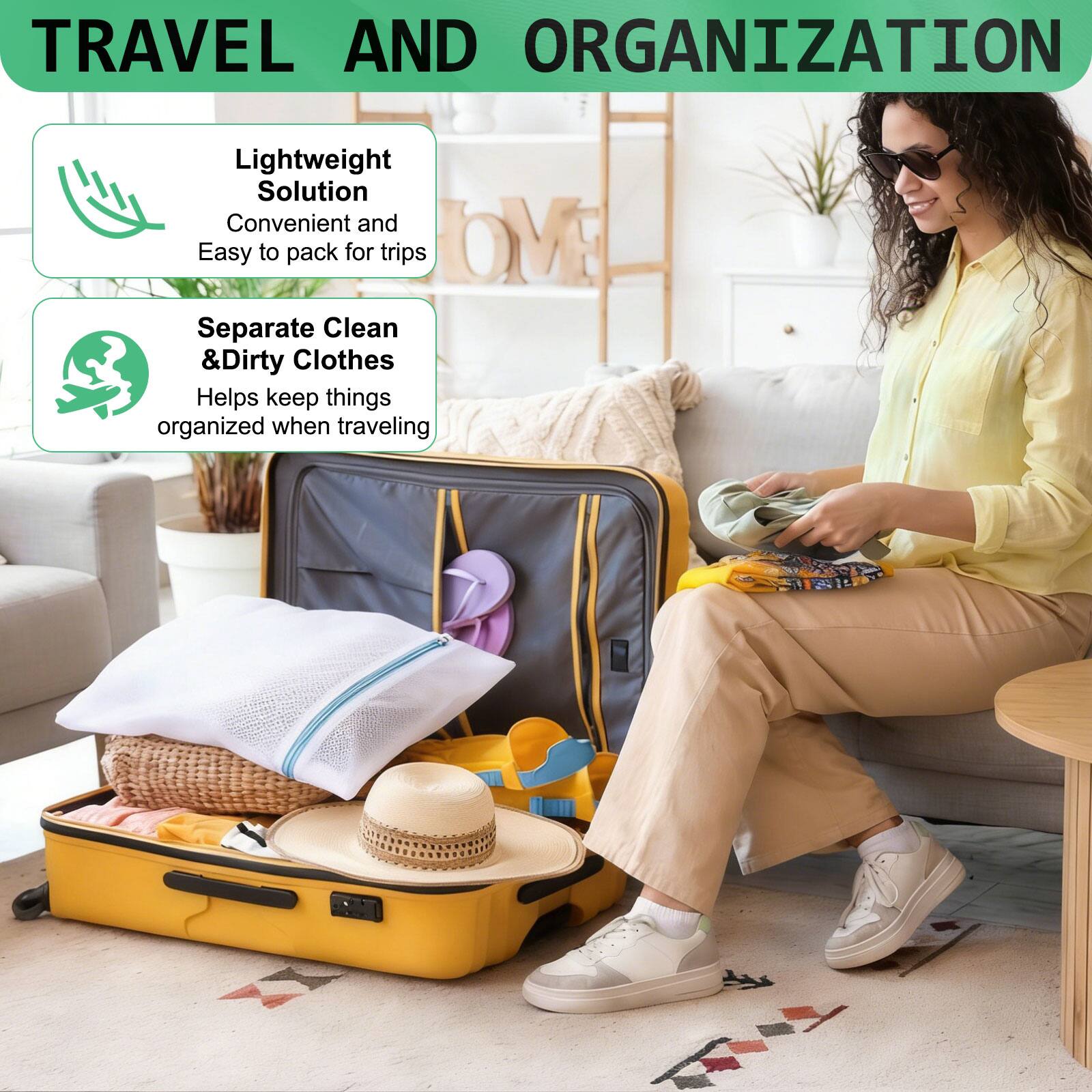 TRAVEL AND ORGANIZATION

Lightweight Solution
Convenient and Easy to pack for trips

Separate Clean & Dirty Clothes
Helps keep things organized when traveling