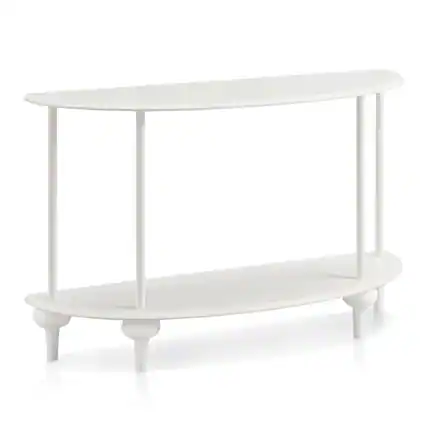 Front. Furniture of America - Soela Half Moon Composite Console Table with Shelf - White.