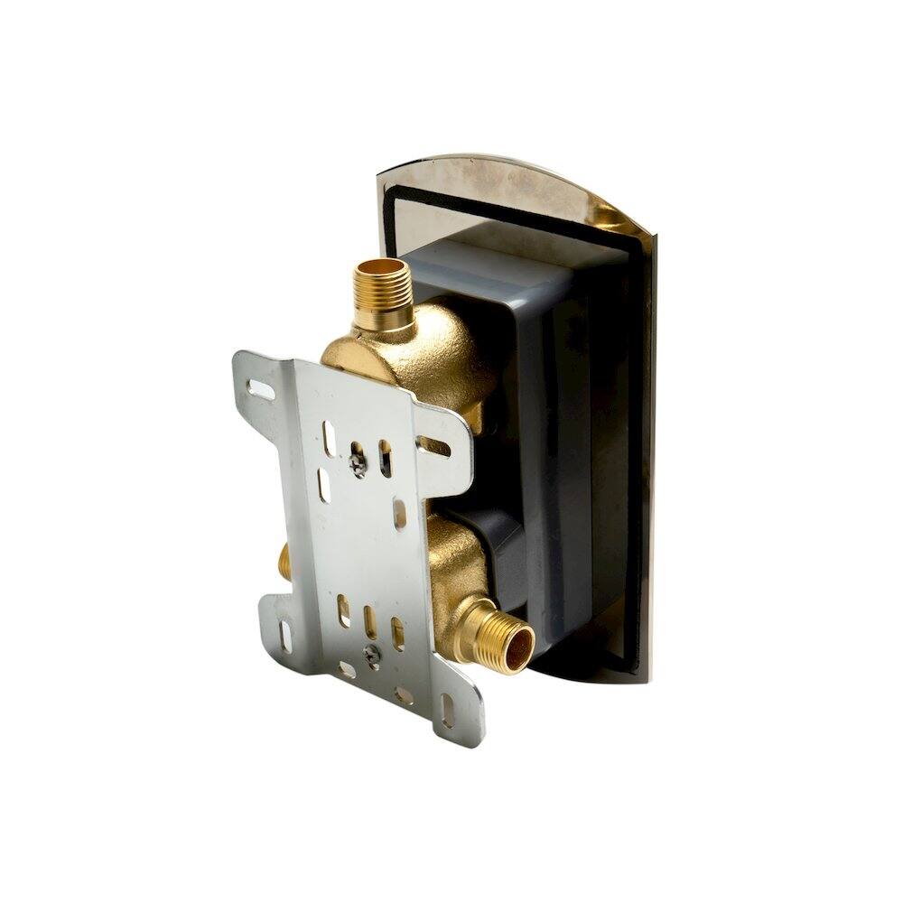 Back. Alfi - Brushed Nickel Round Knob 1 Way Thermostatic Shower Mixer - Silver.