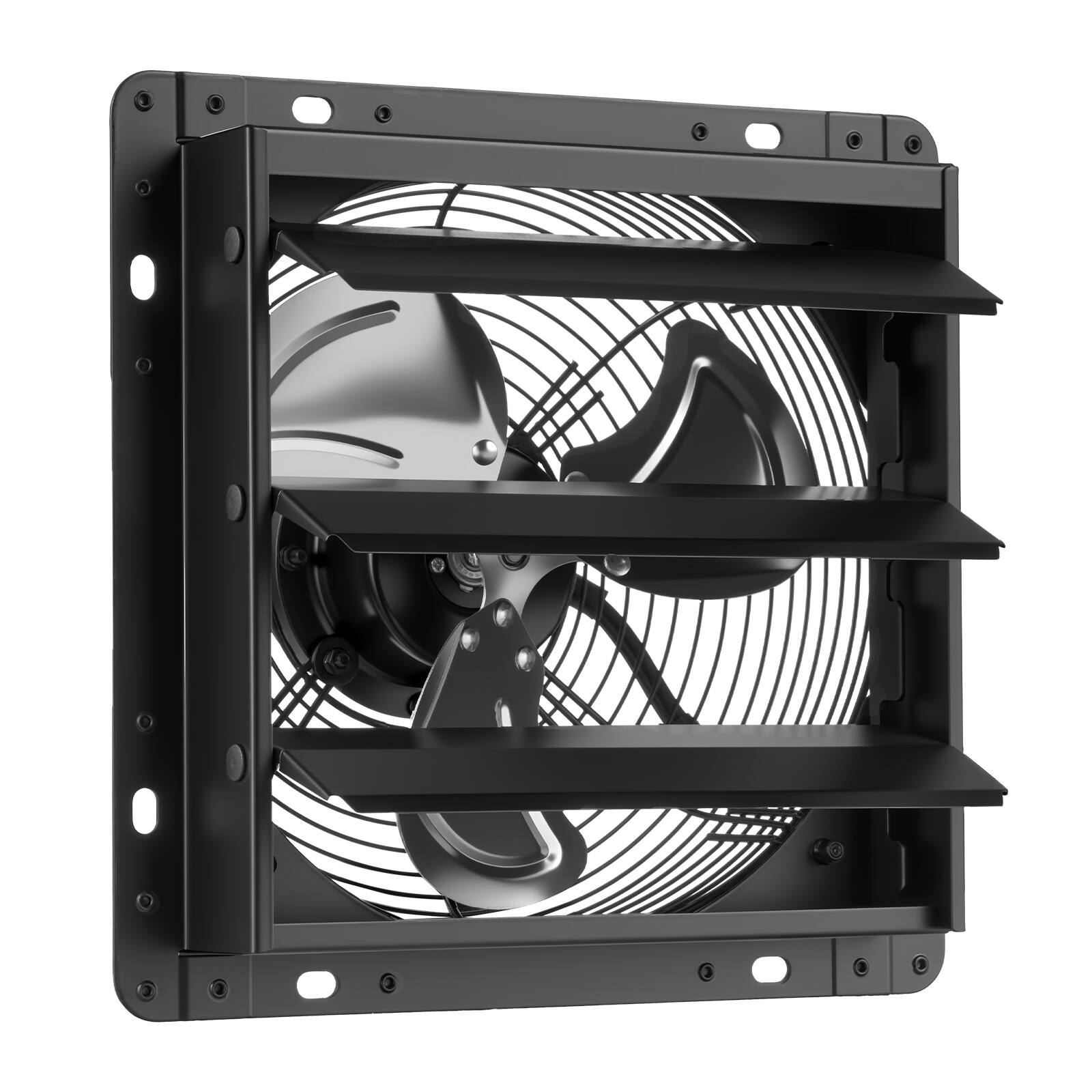 Alt View 5. VEVOR - 10 Inch Shutter Exhaust Fan Wall Mounted Automatic Louvers EC Motor, Steel Housing, Temperature & Humidity Controller - Black.