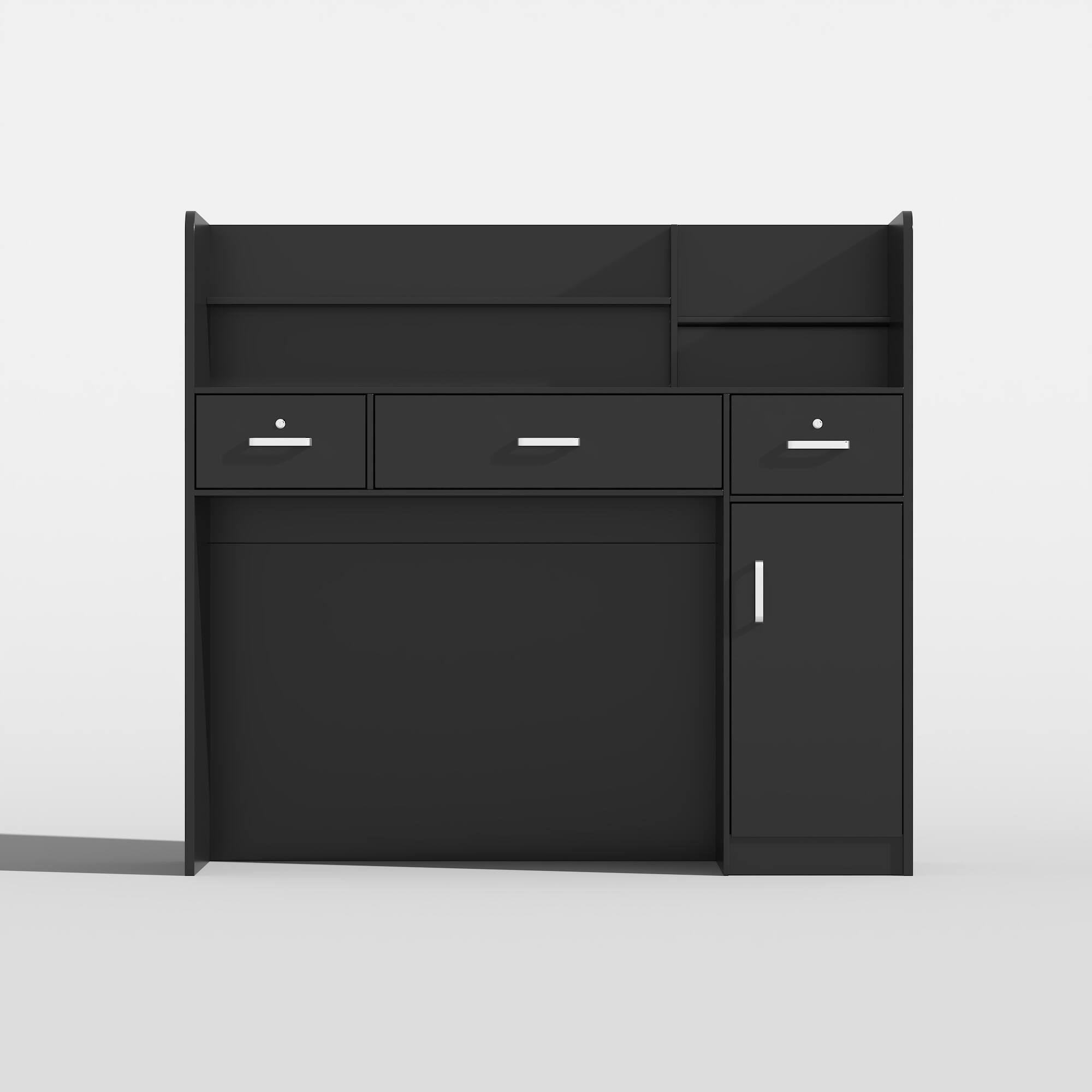 Angle. Famapy - Famapy Modern Reception Desk Streamlined Design & Organized Storage for Offices - Black.