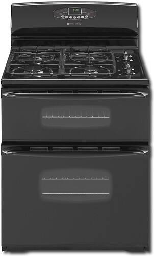 Front Standard. Maytag - 30" Self-Cleaning Freestanding Double Oven Gas Range - Black.