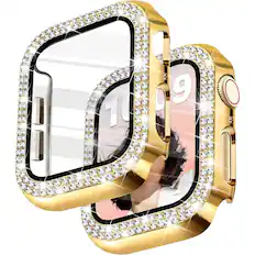 Front. Entronix - Entronix Case Compatible with iWatch Series Ultra (3rd/2nd/1st Gen), 49mm - Diamond Cover w/ Built-In Screen Protector - Gold.