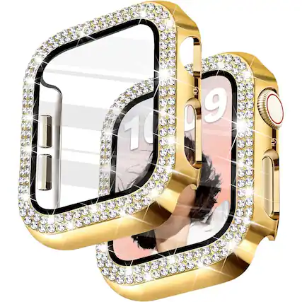 Front. Entronix - Entronix Case Compatible with iWatch Series 6/5/4/SE (3rd/2nd/1st Gen), 40mm - Diamond Cover - Gold.