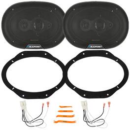 1 Pair (Qty 2) of Blaupunkt BPS-E694 6x9" 70 Watt Max Power 4-Way Speakers, Adapters, Harness, Pry Tool (2009–2024 Ford)