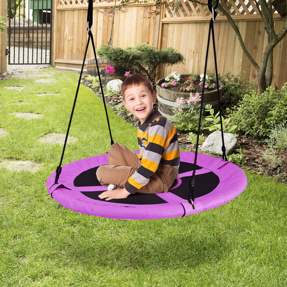 Alt View 3. Costway - Costway 40" Flying Saucer Tree Swing Indoor Outdoor Play Set Swing for Kids - Purple.