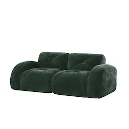 Boyel Living - 2 Seater Tufted Boneless Sofa Soft Velvet No Assembly Ergonomic Design Green - Green