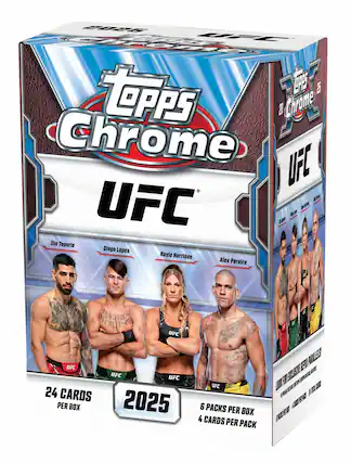 The text on the image is grouped and corrected as follows:
"Tops Chromium UFC Box Set - 2025 Edition - 24 Cards Per Box - 6 Packs Per Box - 4 Cards Per Pack - Semi-Premium Edition - Featuring Topuria, Diego Lopes, Kayla Horrison, Alex Pereira - UFC - UFC - UFC - 2025 - 24 Cards Per Box - 6 Packs Per Box - 4 Cards Per Pack - Semi-Premium Edition - Featuring Topuria, Diego Lopes, Kayla Horrison, Alex Pereira - UFC - UFC - UFC - 2025 - 24 Cards Per Box - 6 Packs Per Box - 4 Cards Per Pack - Semi-Premium Edition - Featuring Topuria, Diego Lopes, Kayla Horrison, Alex Pereira - UFC - UFC - UFC - 2025 - 24 Cards Per Box - 6 Packs Per Box - 4 Cards Per Pack - Semi-Premium Edition - Featuring Topuria, Diego Lopes, Kayla Horrison, Alex Pereira - UFC - UFC - UFC - 2025 - 24 Cards Per Box - 6 Packs Per Box - 4 Cards Per Pack - Semi-Premium Edition - Featuring Topuria, Diego Lopes, Kayla Horrison, Alex Pereira - UFC - UFC - UFC - 2025 - 24 Cards Per Box - 6 Packs Per Box - 4 Cards Per Pack - Semi-Premium Edition - Featuring Topuria, Diego Lopes, Kayla Horrison, Alex Pereira - UFC - UFC - UFC - 2025 - 24 Cards Per Box - 6 Packs Per Box - 4 Cards Per Pack - Semi-Premium Edition - Featuring Topuria, Diego Lopes, Kayla Horrison, Alex Pereira - UFC - UFC - UFC - 2025 - 24 Cards Per Box - 6 Packs Per Box - 4 Cards Per Pack - Semi-