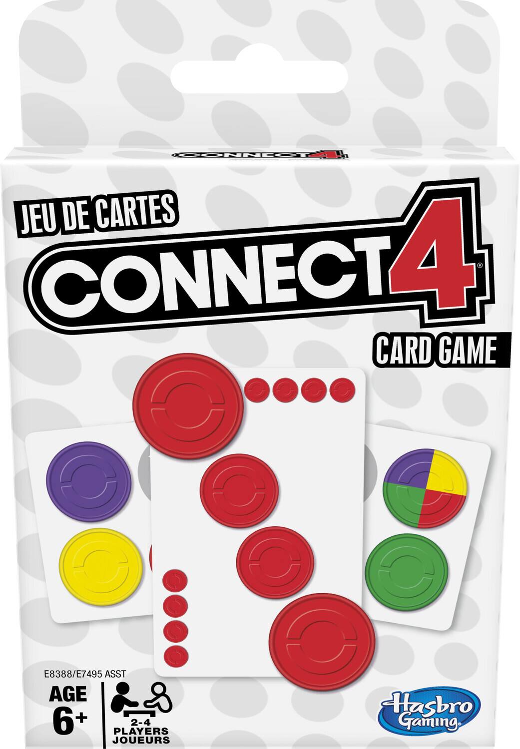 JEU DE CARTES  
CONNECT 4  
CARD GAME  

E8388/E7495 ASST  

AGE 6+  
2-4 JOUEURS  

Hasbro Gaming