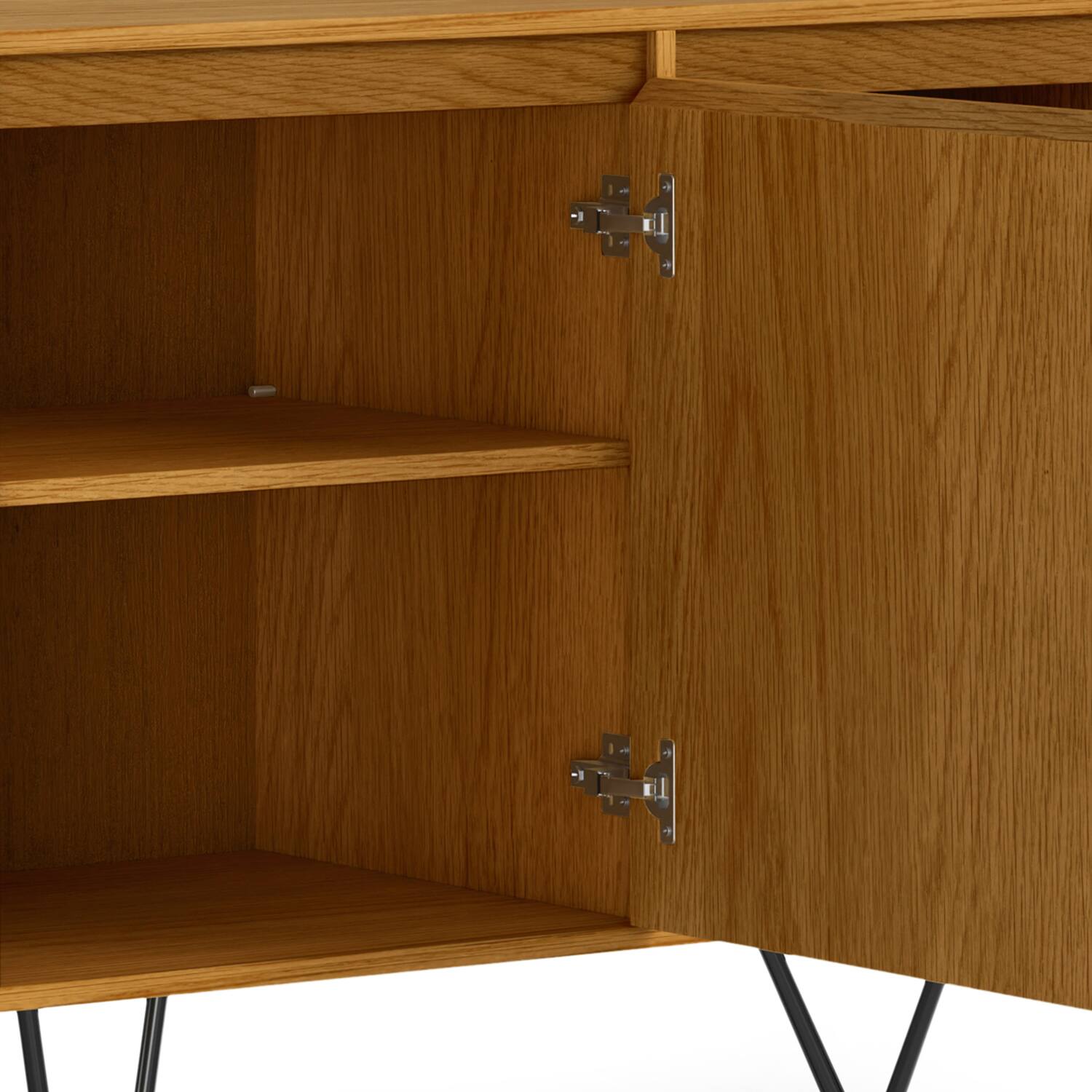 Alt View 7. Simpli Home - Hunter 3 Door Sideboard Buffet in Oak Veneer - Oak Veneer.