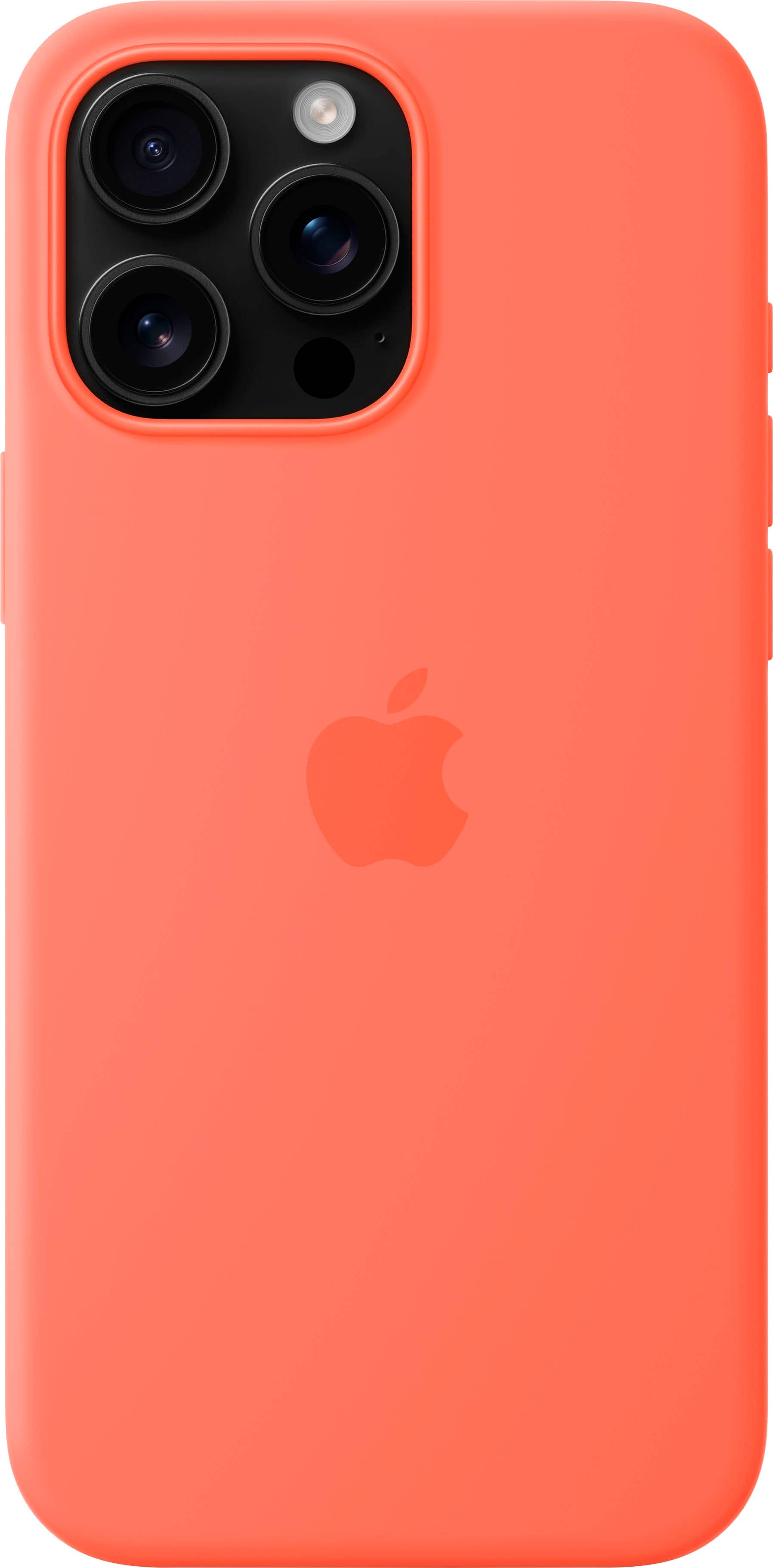 Back. Apple - iPhone 16 Pro Max Silicone Case with MagSafe - Tangerine.