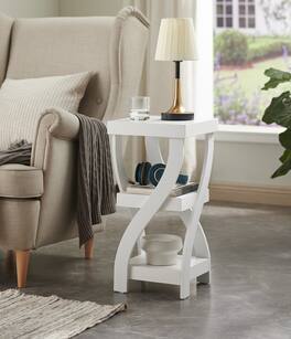 Kings Brand Furniture - 3 Tier End Table - Square End Table - Table for Bedroom - Red