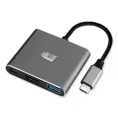 Front. Adesso - Adesso AUH-4010 3-in-1 USB-C Multi-Port TAA Compliant Docking Station - Black/Gray - Unknown.