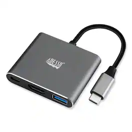 Adesso - AUH-4010 3-in-1 USB-C Multi-Port TAA Compliant Docking Station - Black/Gray - Unknown