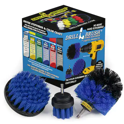 BRUSH PTE9 CEANINS S BRSSAA DRILL PONERES DRILE BRUSH DRILLBRUSI.COM FIND INFO STIFFNESS NO MORE ON THE SCRUBBING! DRILLBRUSH .COM BRUSH YOU & HAND COLORCHART NEED AT COLOR WAE F CHART BRUSH Soft Olowe DRILL POWER SCRUBBER brisile Modiam Green BY USEFUL PRODUCTS Wheels bristle Medhum Blue Carpet Bathroom bristle Medum ed MS Upholstery Bathtub bristle STGF Glass Shower Kitchen Stiff Back Leather Stoves Boats bristle Ultra Te Cabinets bristle Porcelain Posks Outdoors Counters Ganoe k Siding Linoleum Hot Tubs Glle ' f Included Brick LAGAA PArt Plastics Garage "GOLOR Gutters 0 maces 0ODED vens FITS T Industrial THE MUNZIN PRIVIOE CORDLESS ARUSHES CROSS-CLEANING HL DRILLS AND INDUSTRY CLEANING INTERCHANGEABLE CONTAMINATION LEADER IN BRUSHES DRILL-POWERED SINCE BE 2007 NYLON SCRUBBING THE YOUR DRILL!!! DRILLBRUS